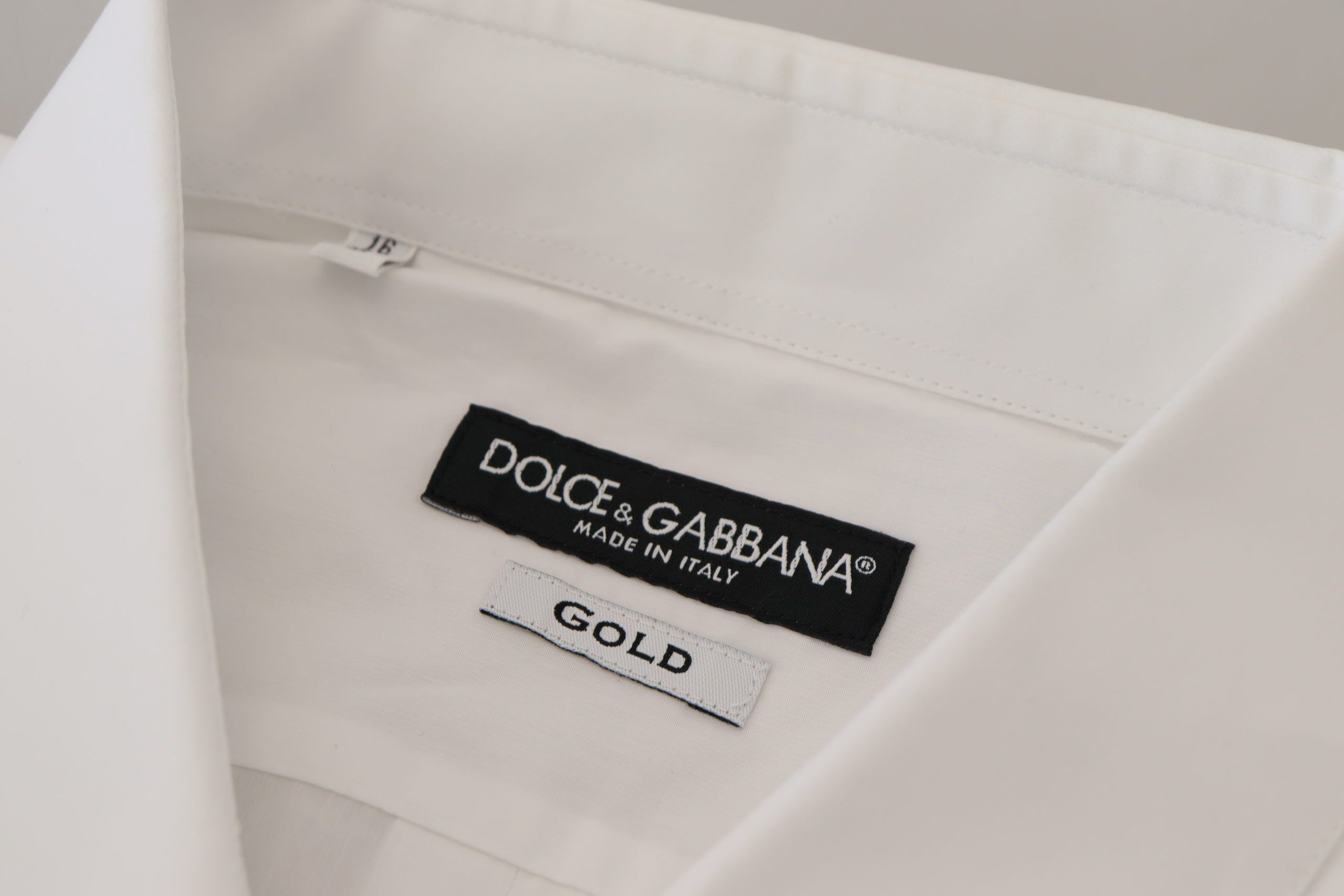 Dolce & Gabbana White Cotton Peacock Feather Formal GOLD Shirt - Zeiniez