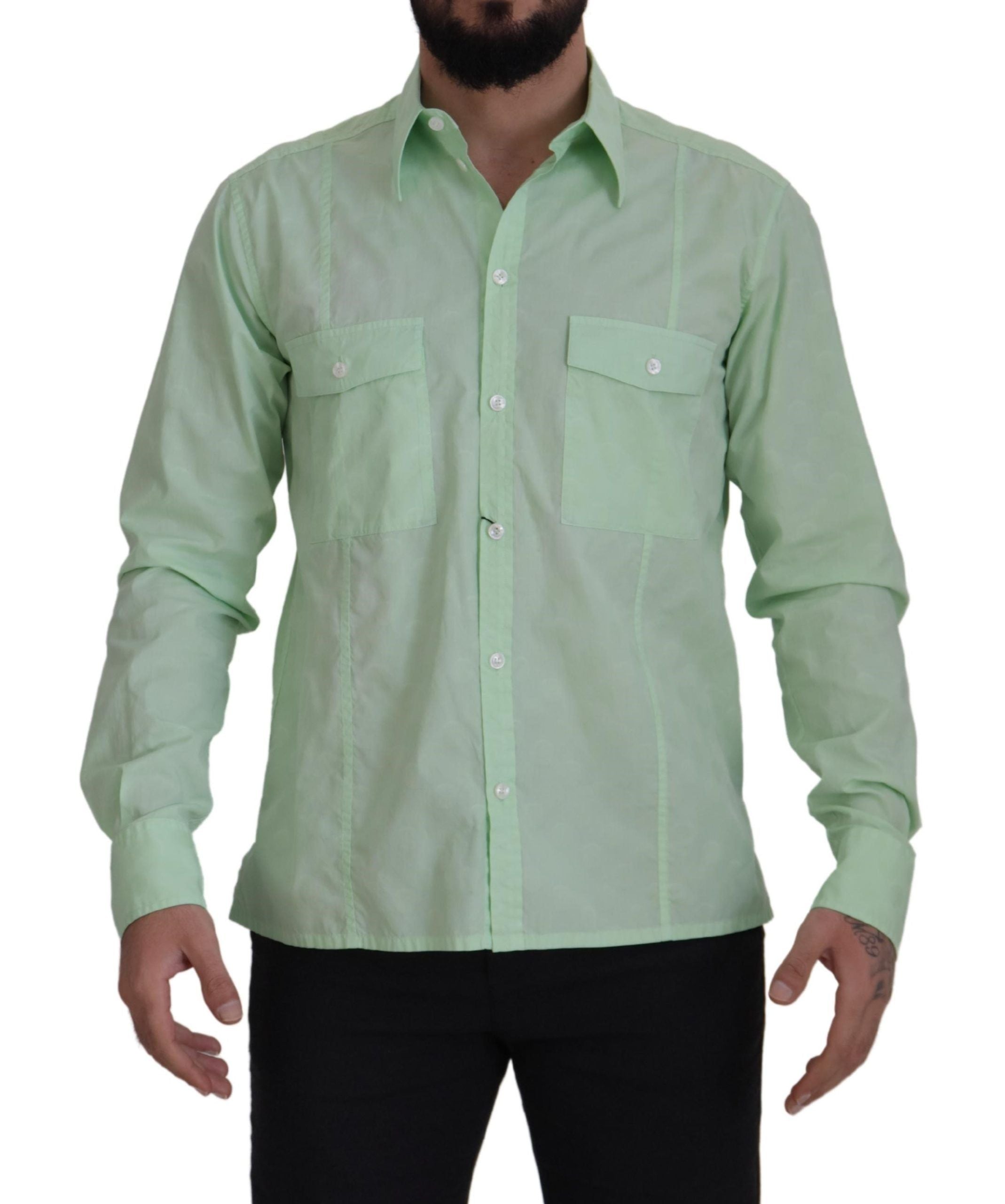 Dolce & Gabbana Mint Green Long Sleeves Button Down Shirt - Zeiniez