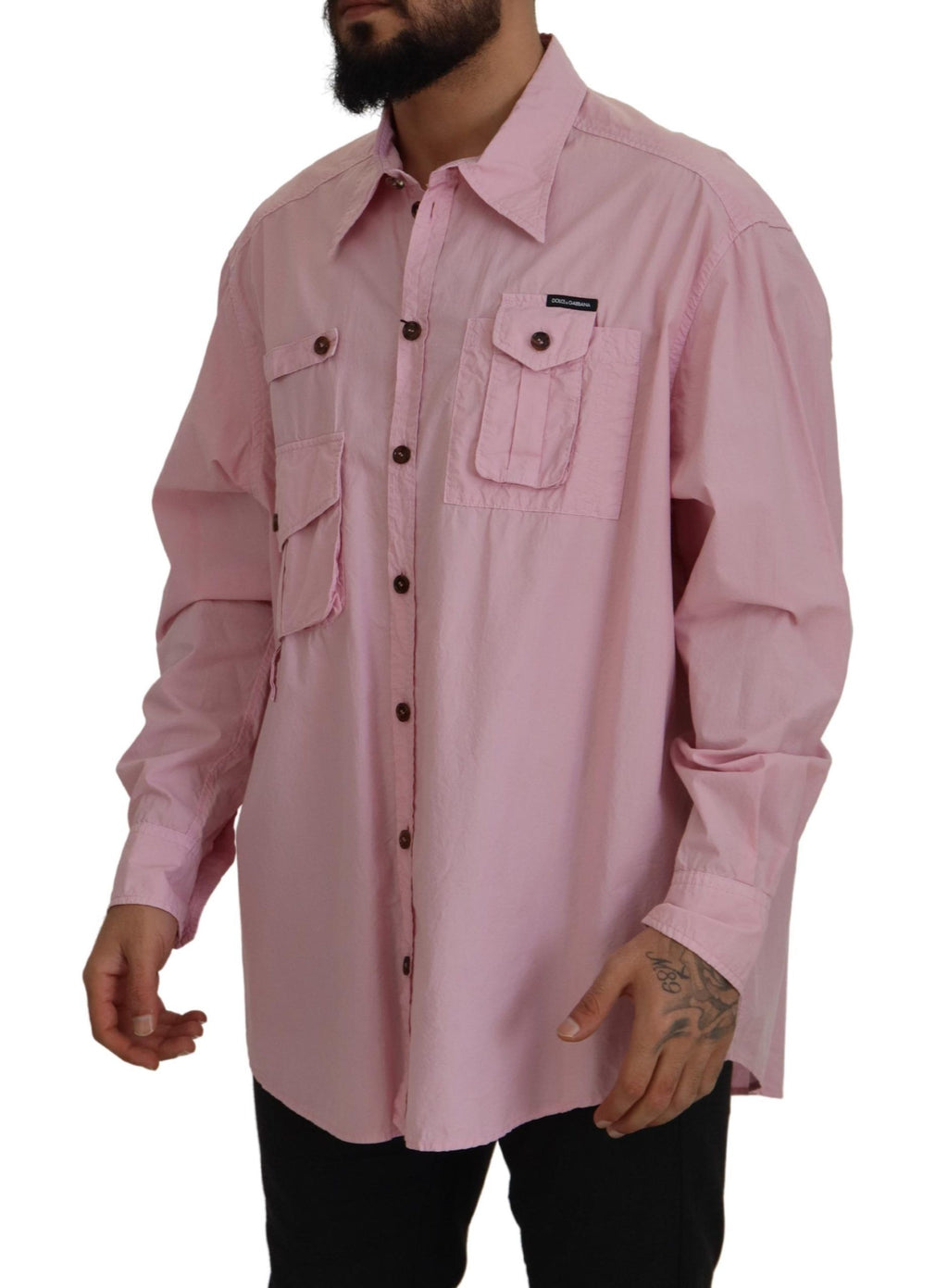 Dolce & Gabbana Pink Casual Button Down Long Sleeves Shirt - Zeiniez
