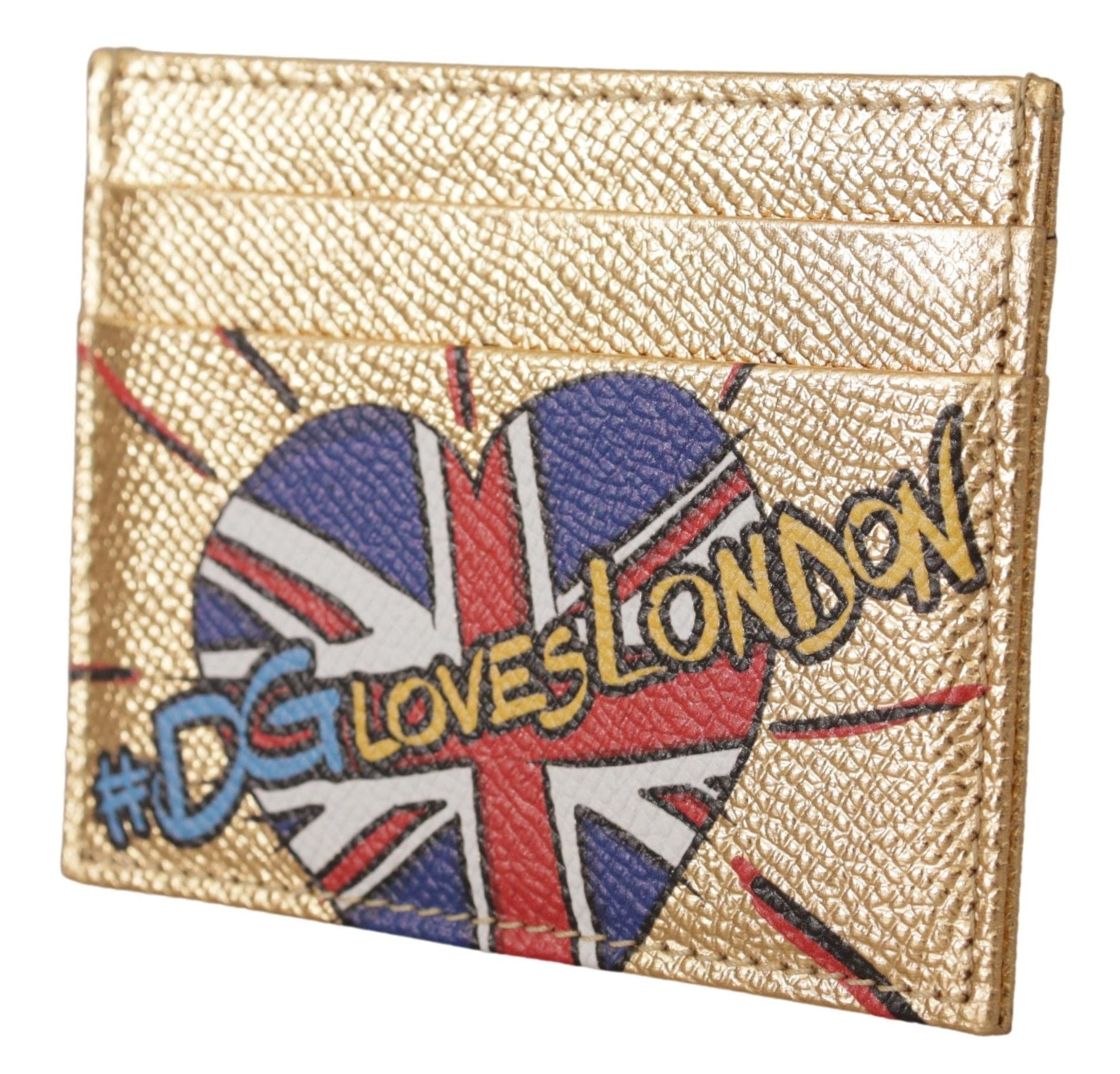 Dolce & Gabbana Gold Leather #DGLovesLondon Women Cardholder Case Wallet - Zeiniez