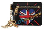 Dolce & Gabbana Black Leather #DGLovesLondon Keyring Cardholder Coin Case - Zeiniez