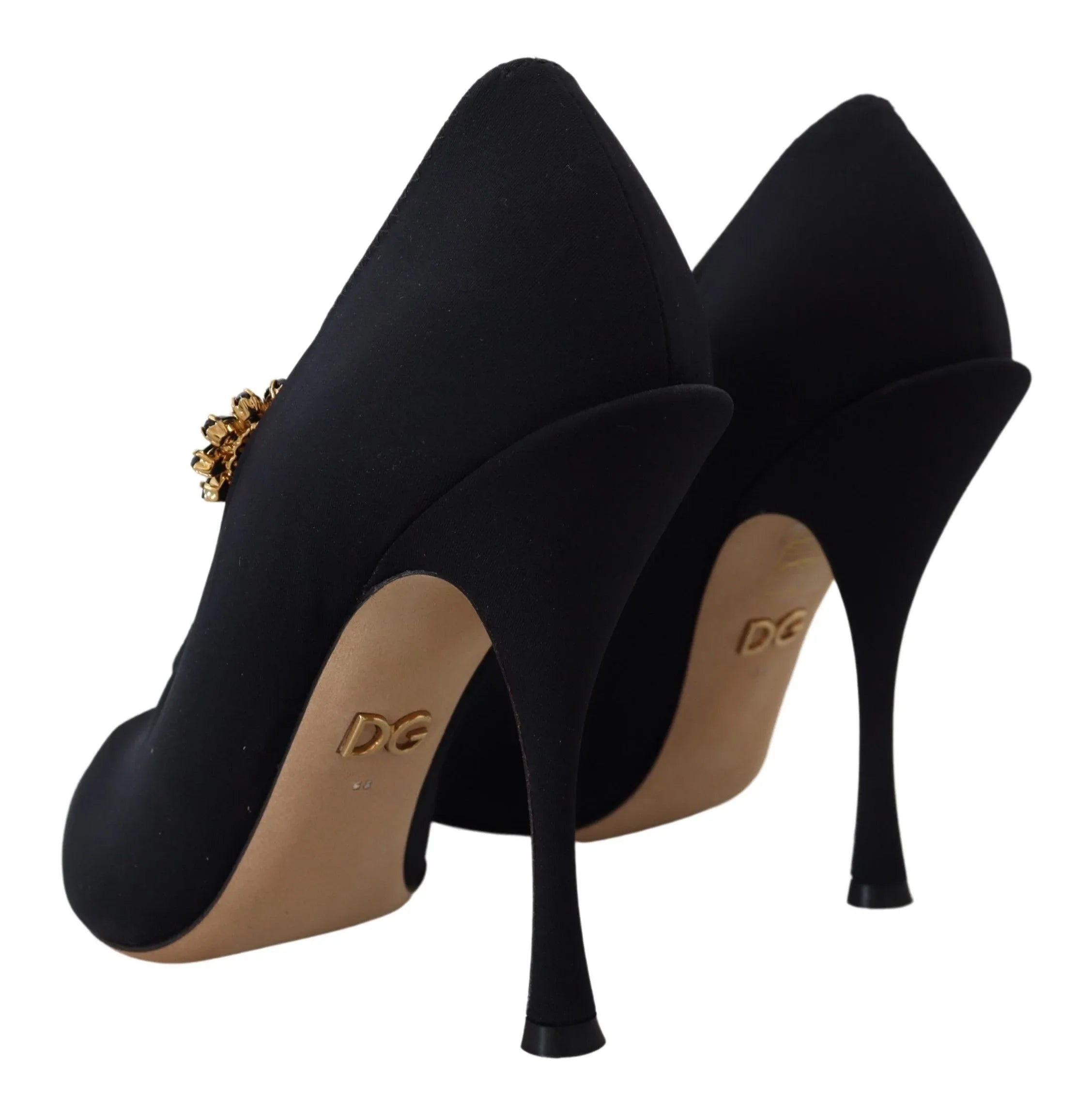 Dolce & Gabbana Black Socks Stretch Crystal Pumps Shoes - Zeiniez