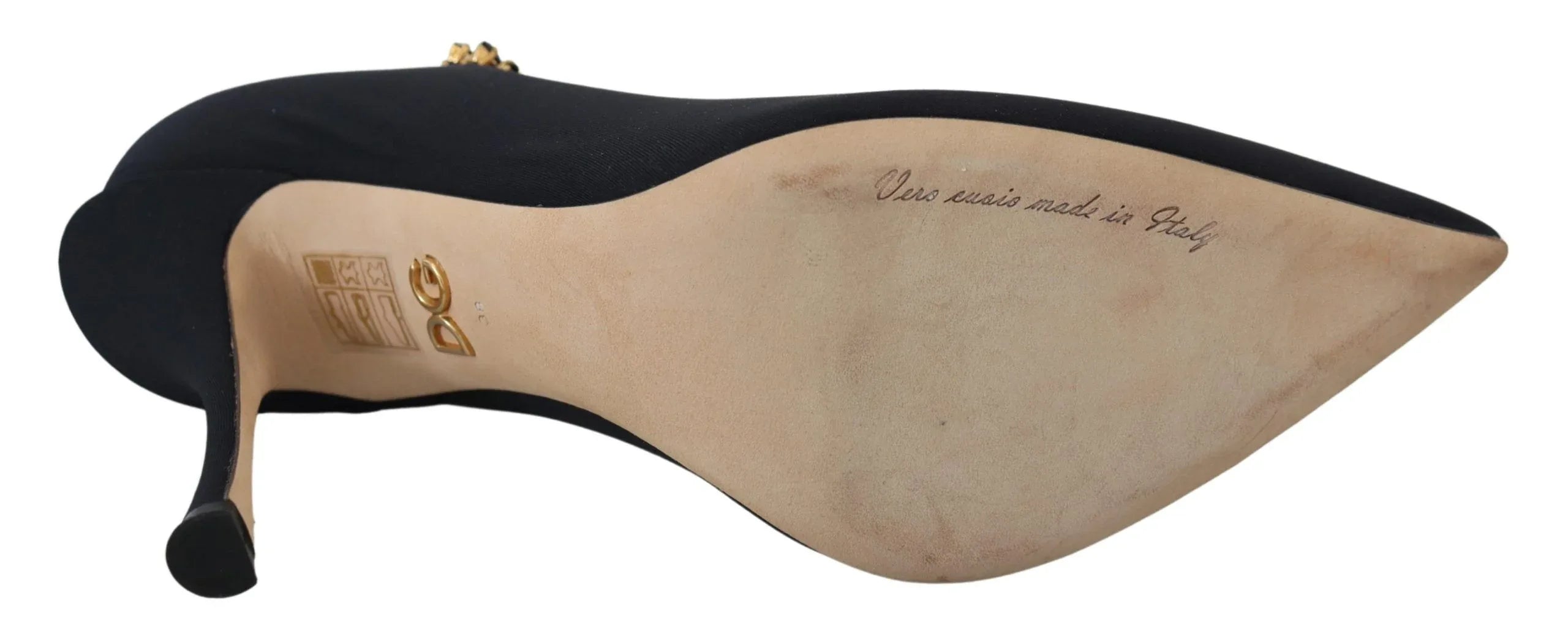 Dolce & Gabbana Black Socks Stretch Crystal Pumps Shoes - Zeiniez