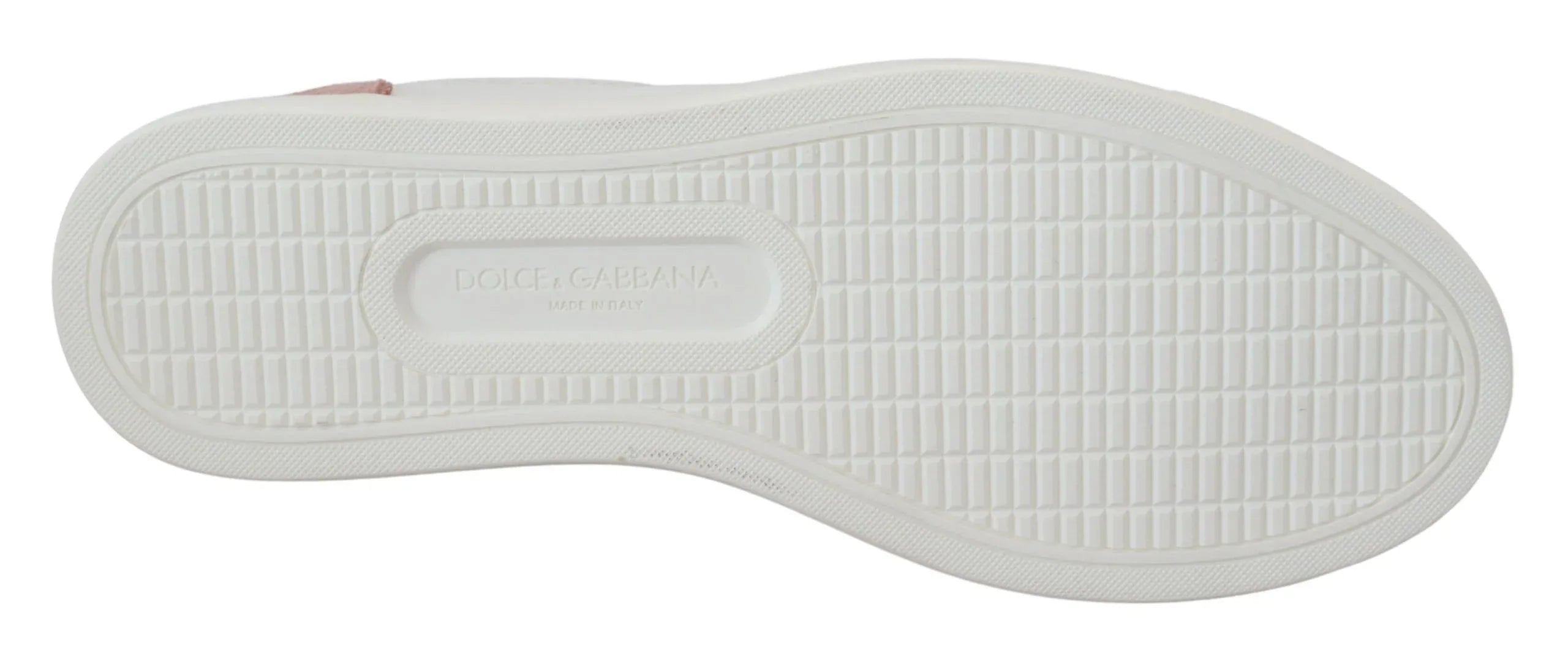 Dolce & Gabbana White Pink Leather Low Top Sneakers Shoes - Zeiniez