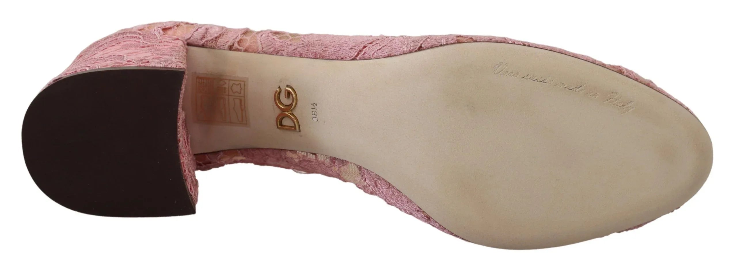 Dolce & Gabbana Pink Taormina Lace Crystal Pumps Pastel Shoes - Zeiniez