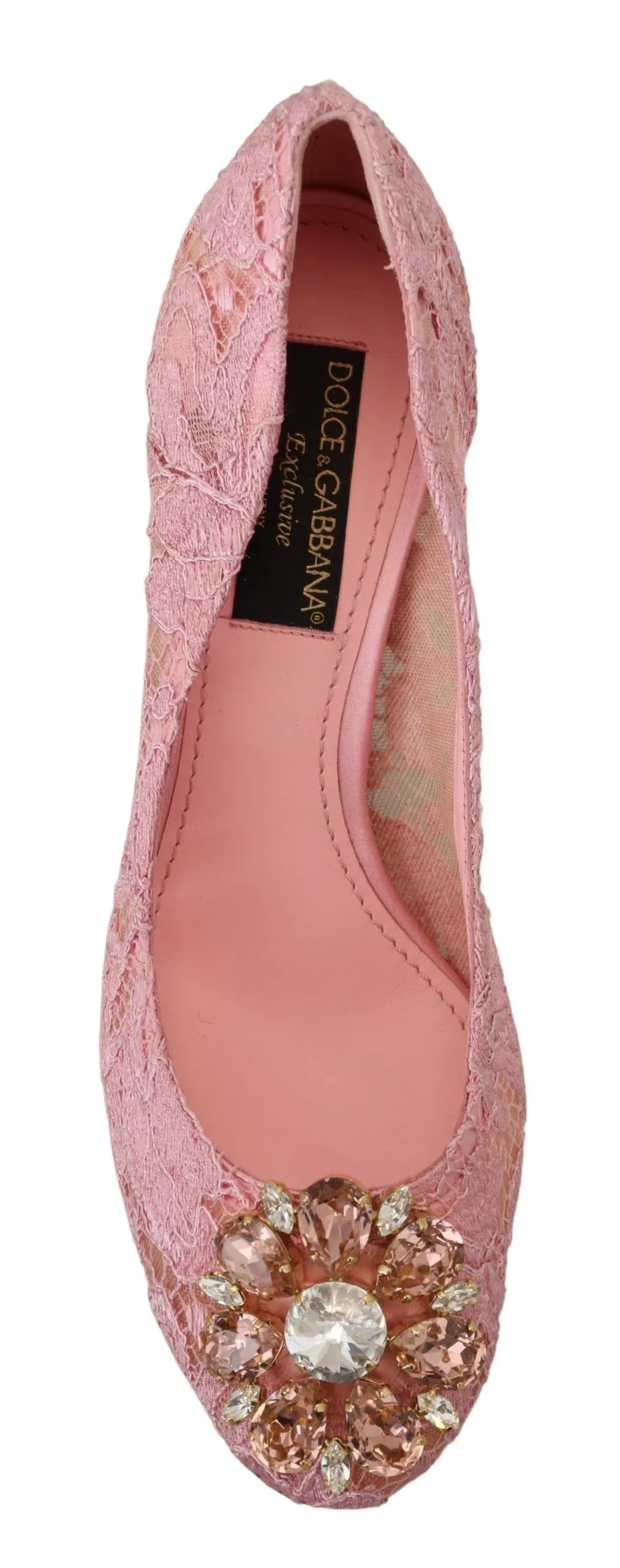 Dolce & Gabbana Pink Taormina Lace Crystal Pumps Pastel Shoes - Zeiniez