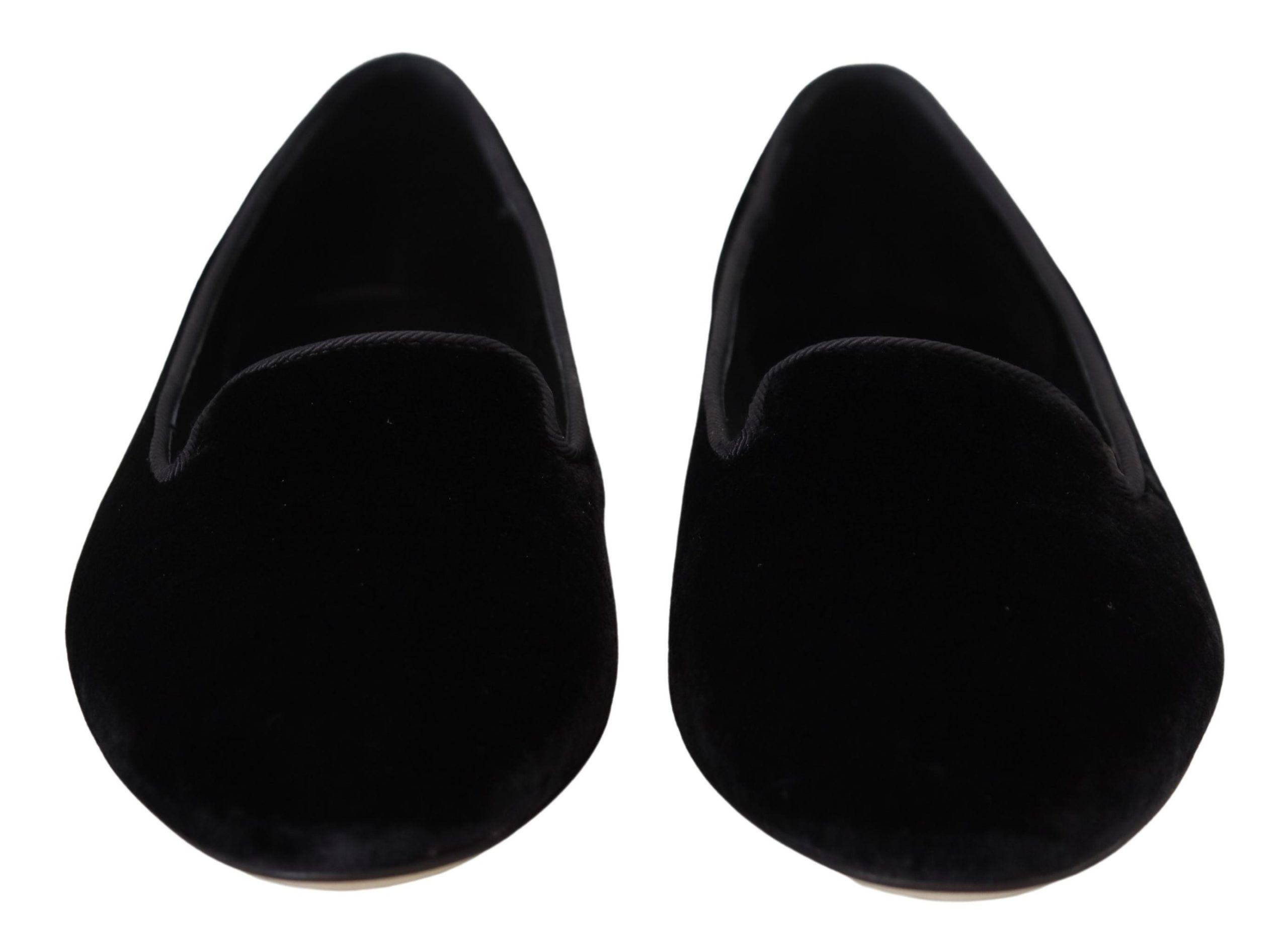 Dolce & Gabbana Black Velvet Slip Ons Loafers Flats Shoes - Zeiniez