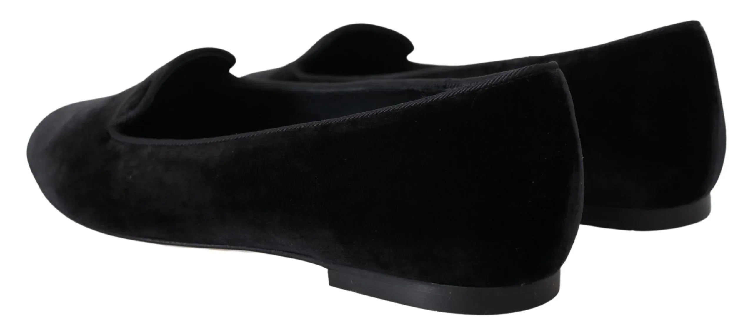 Dolce & Gabbana Black Velvet Slip Ons Loafers Flats Shoes - Zeiniez