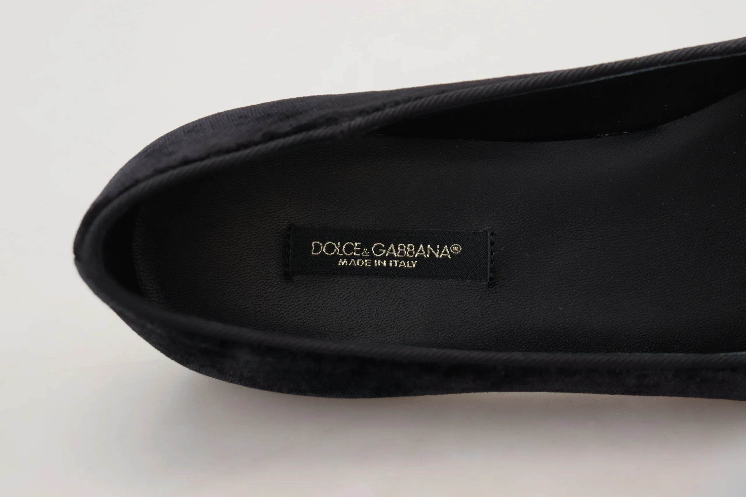 Dolce & Gabbana Black Velvet Slip Ons Loafers Flats Shoes - Zeiniez