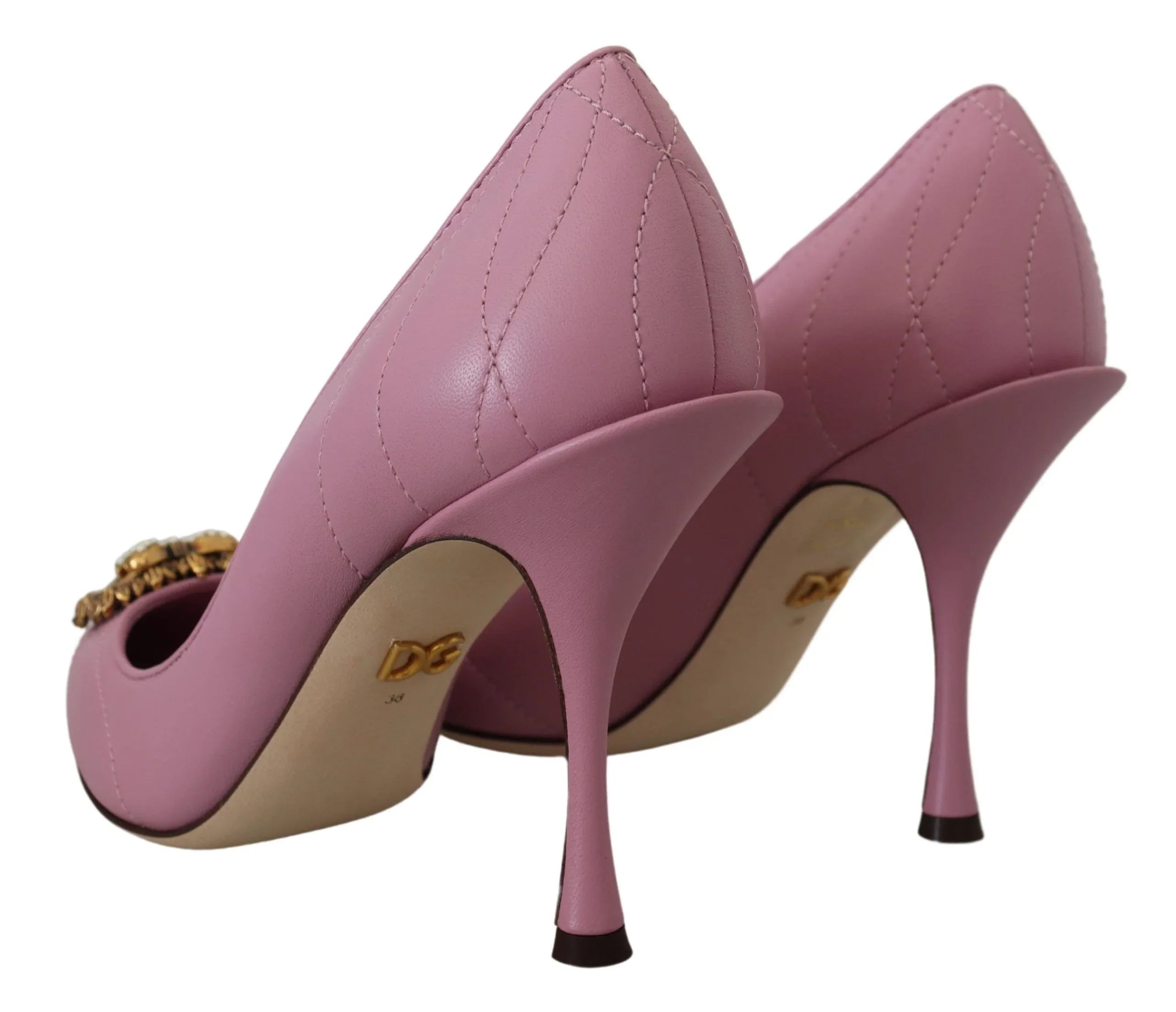 Dolce & Gabbana Pink Leather Heart DEVOTION Heels Pumps Shoes - Zeiniez