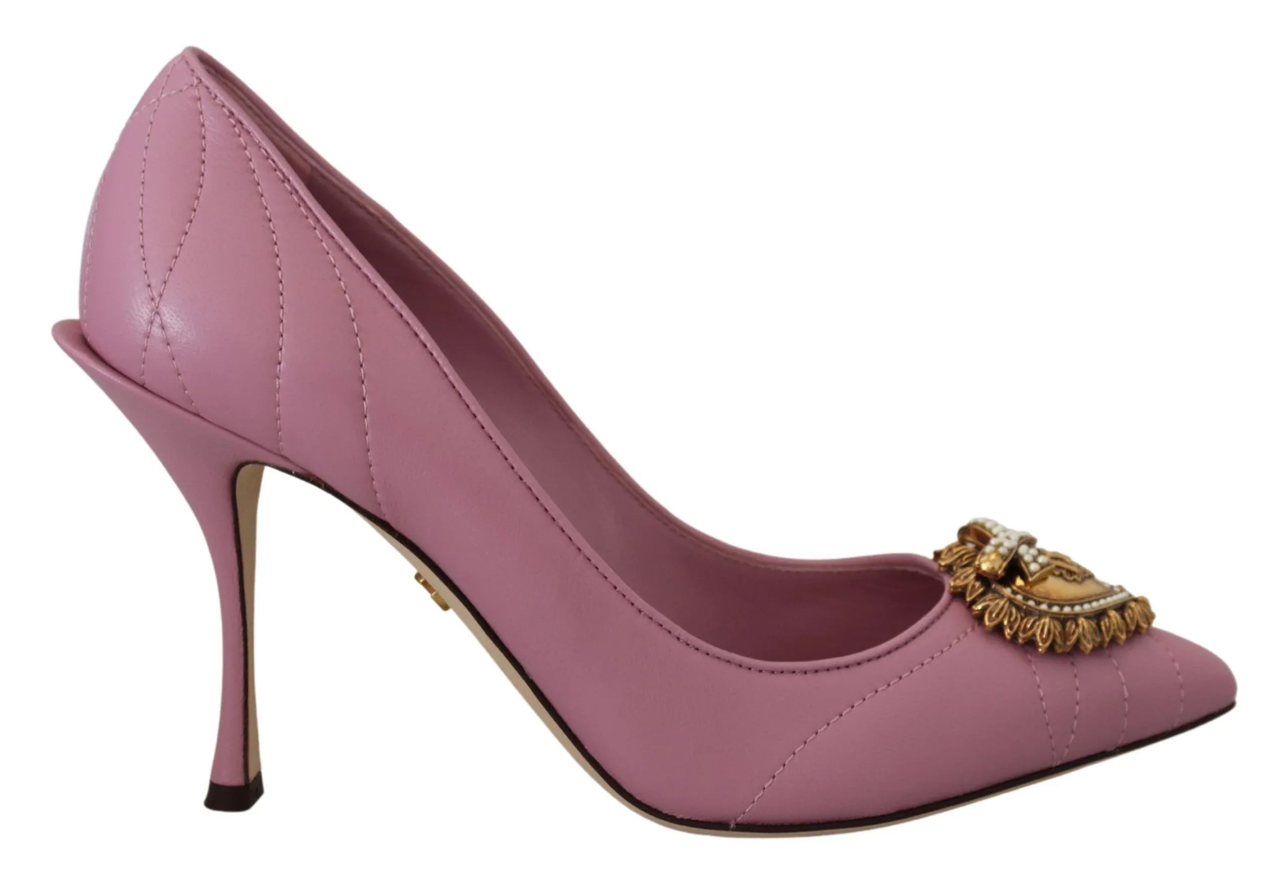 Dolce & Gabbana Pink Leather Heart DEVOTION Heels Pumps Shoes - Zeiniez