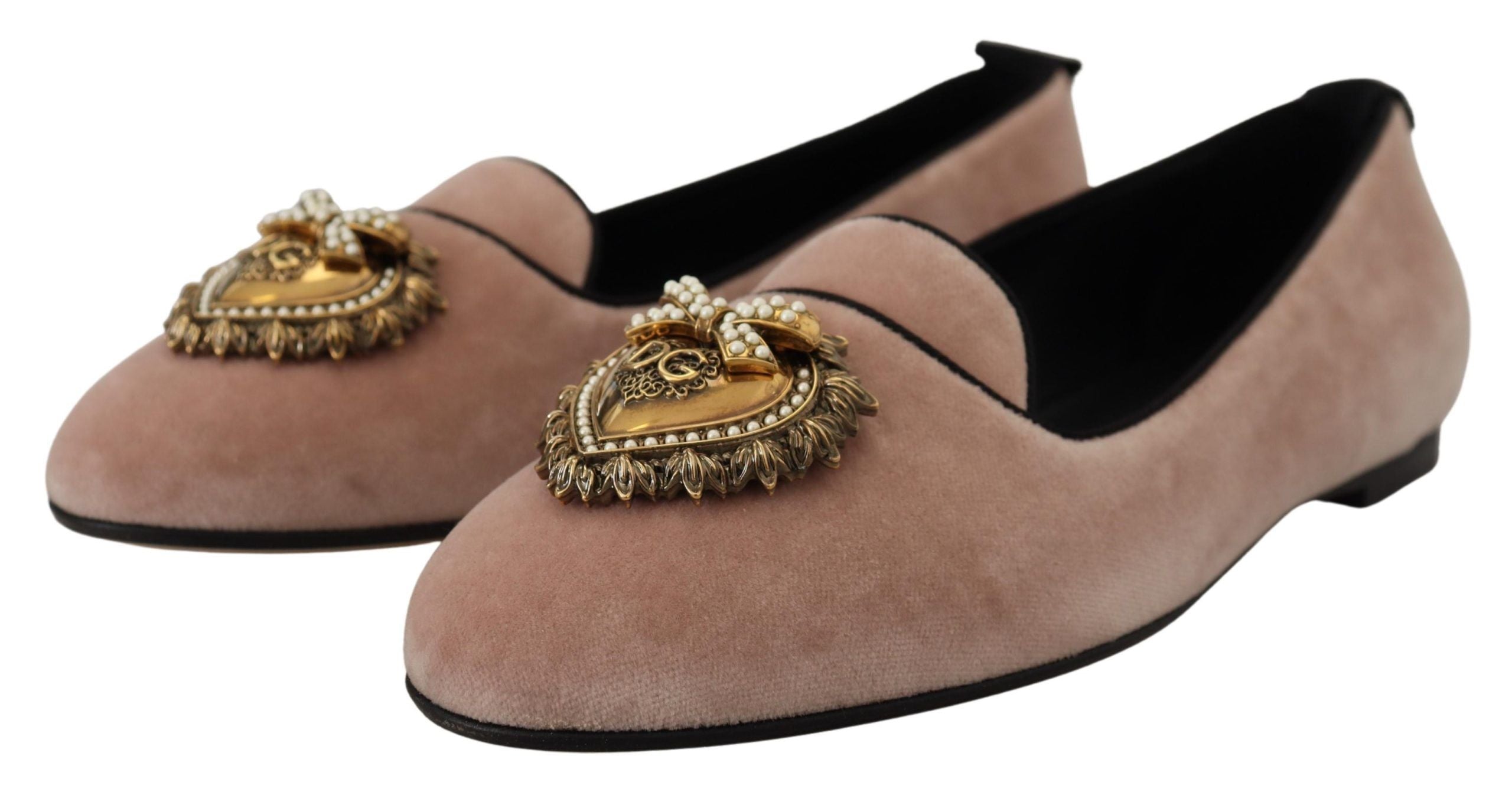 Dolce & Gabbana Pink Velvet Slip Ons Loafers Flats Shoes - Zeiniez