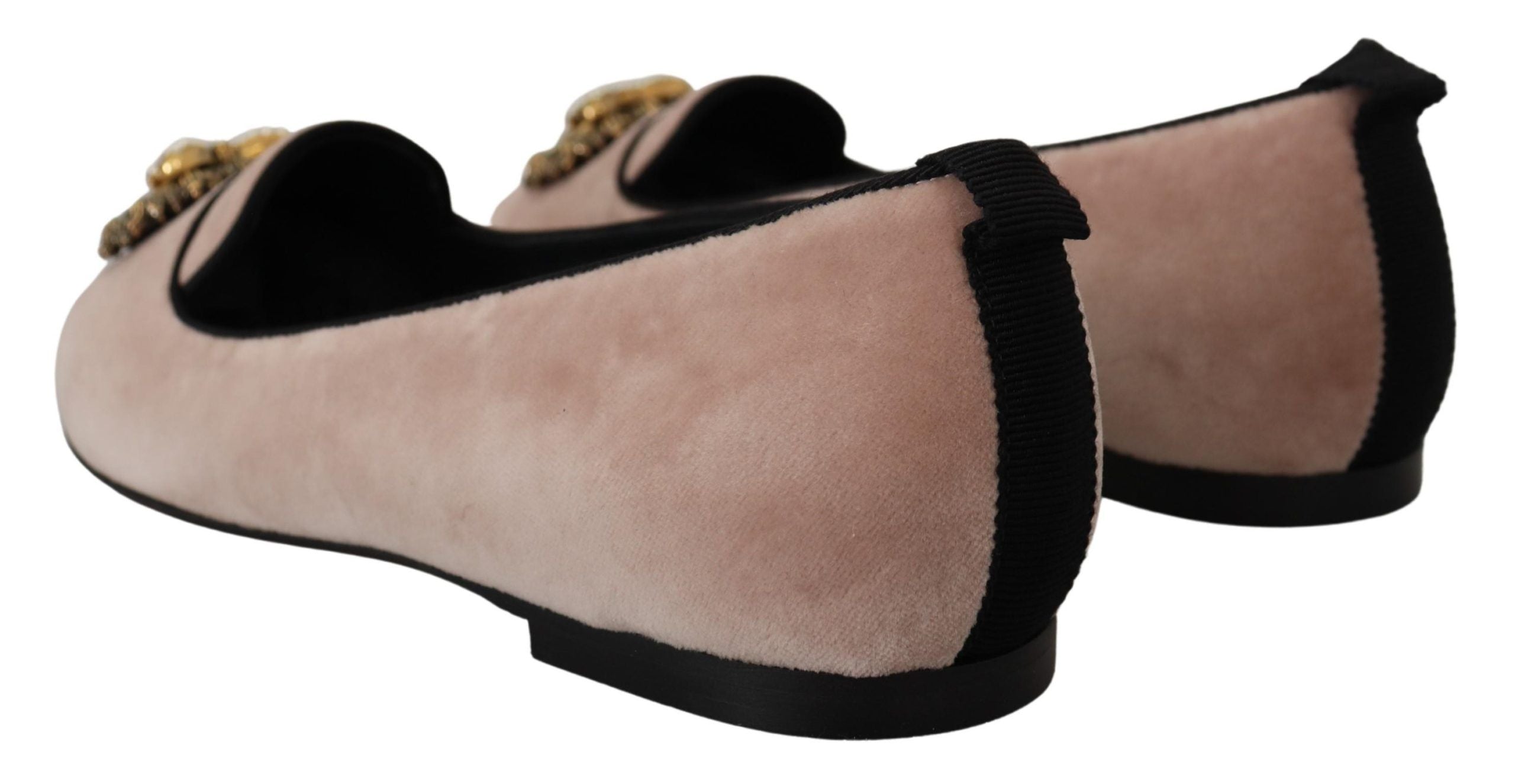 Dolce & Gabbana Pink Velvet Slip Ons Loafers Flats Shoes - Zeiniez