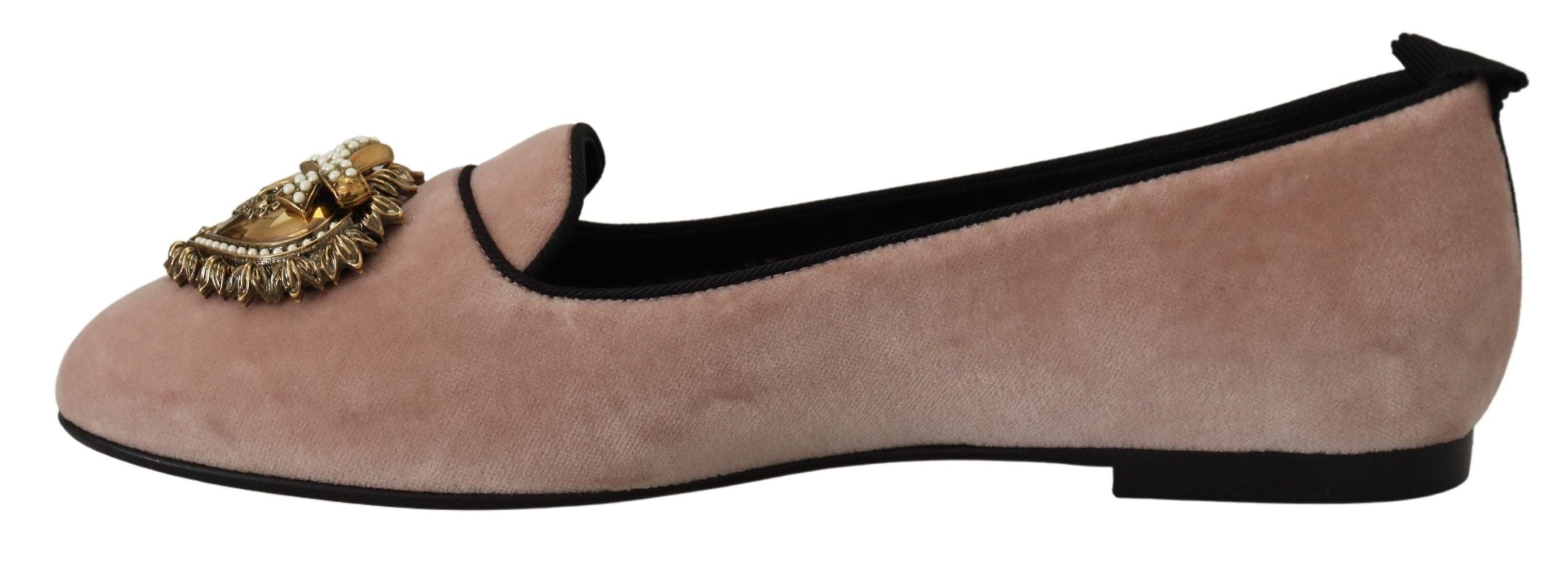Dolce & Gabbana Pink Velvet Slip Ons Loafers Flats Shoes - Zeiniez