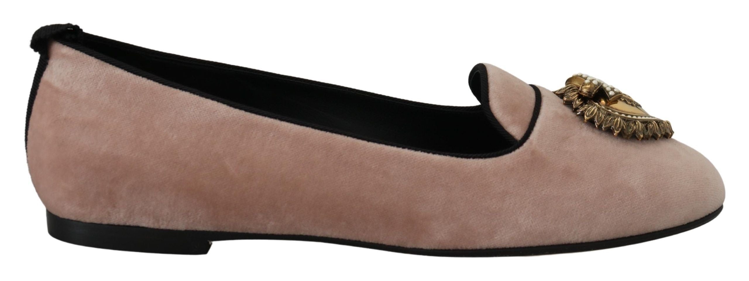Dolce & Gabbana Pink Velvet Slip Ons Loafers Flats Shoes - Zeiniez