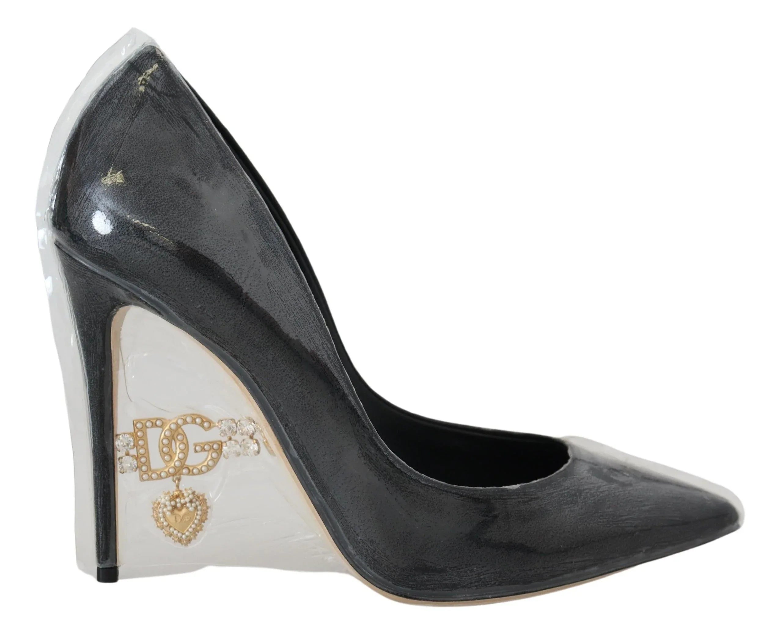 Dolce & Gabbana Black Leather Heels Pumps Plastic Wrapped Shoes - Zeiniez