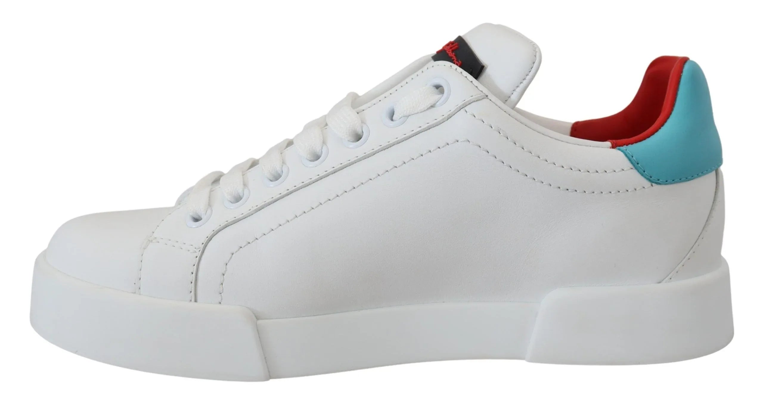 Dolce & Gabbana White Leather Sneaker Portofino Logo Heart Shoes - Zeiniez