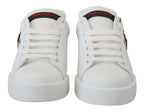 Dolce & Gabbana White Leather Sneaker Portofino Logo Heart Shoes - Zeiniez