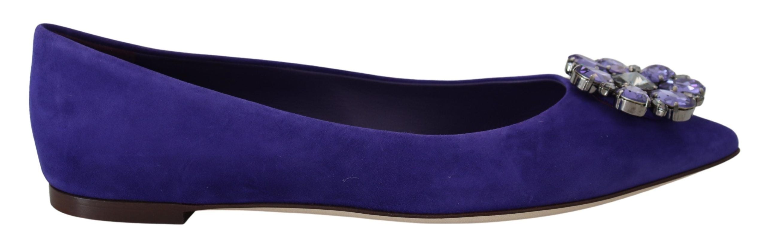 Dolce & Gabbana Purple Suede Crystals Loafers Flats Shoes - Zeiniez