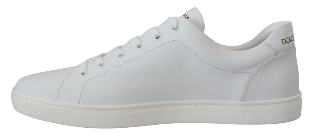 Dolce & Gabbana White Leather DG Logo Casual Sneakers Shoes - Zeiniez