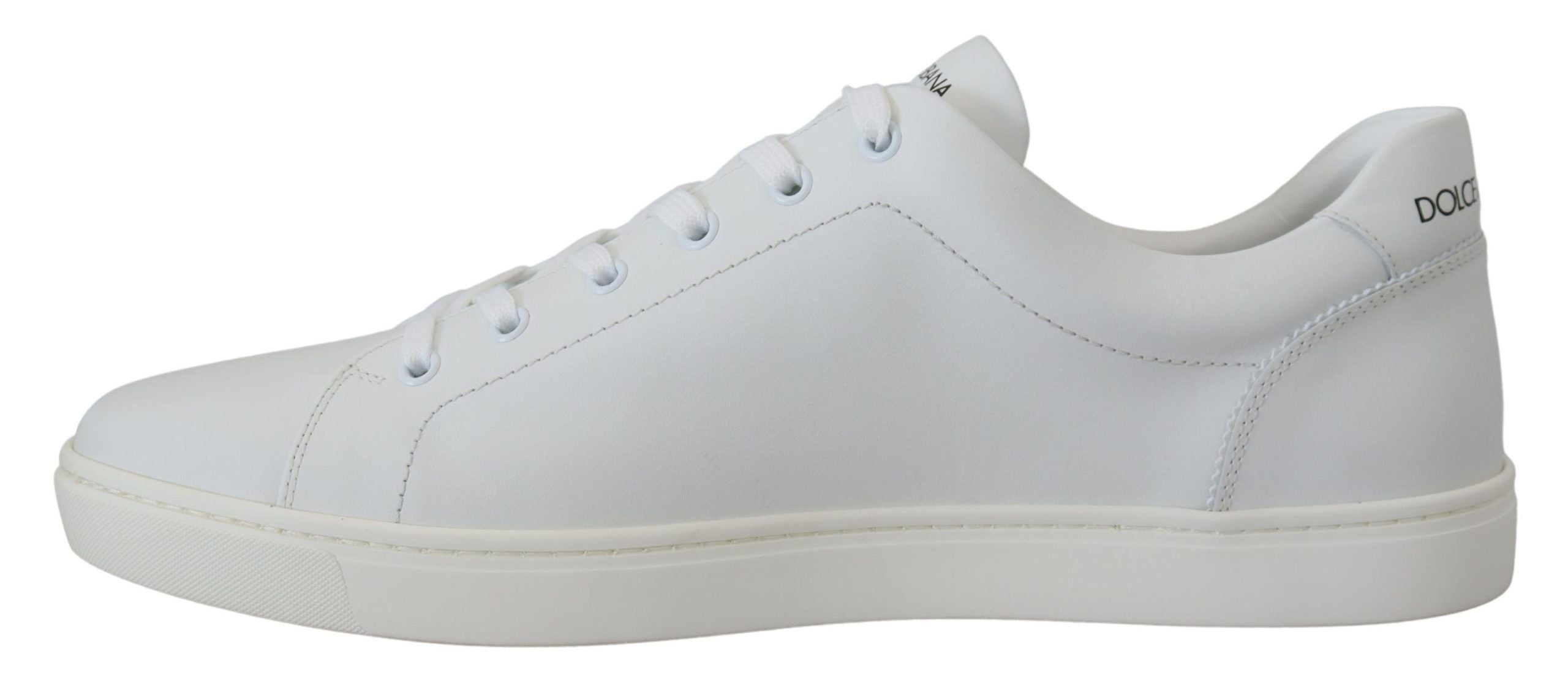 Dolce & Gabbana White Leather DG Logo Casual Sneakers Shoes - Zeiniez