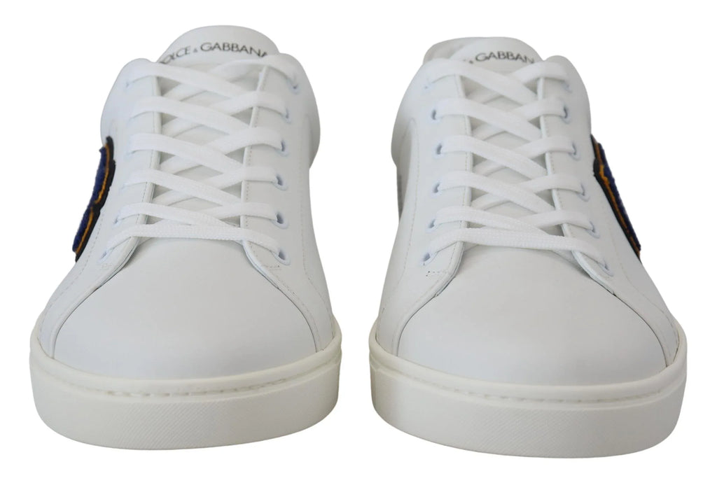 Dolce & Gabbana White Leather DG Logo Casual Sneakers Shoes - Zeiniez