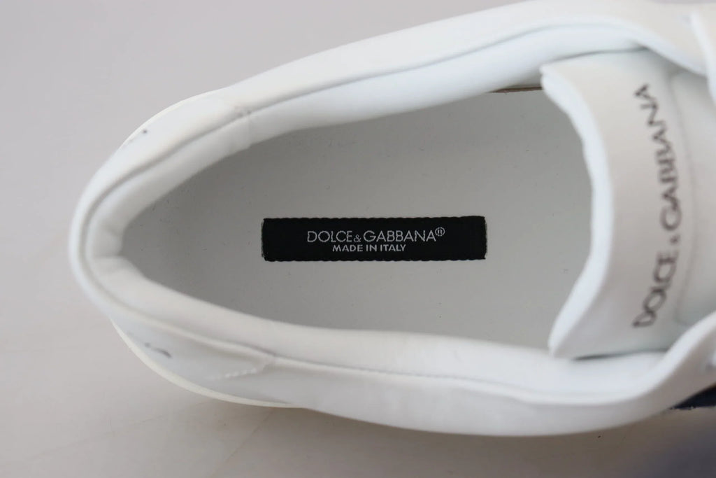 Dolce & Gabbana White Leather DG Logo Casual Sneakers Shoes - Zeiniez