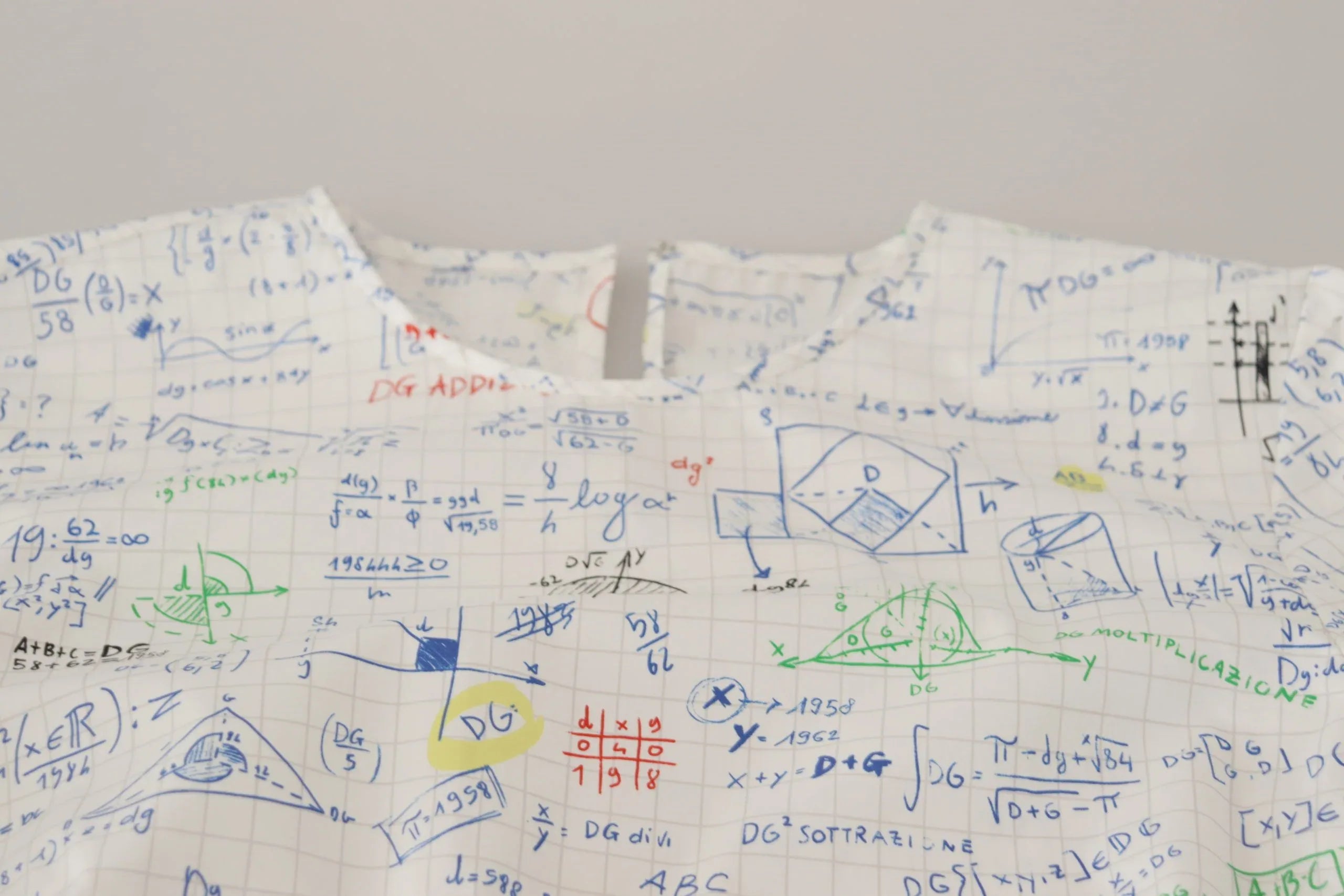 Dolce & Gabbana White Cotton Algebra Print Short Sleeves Top - Zeiniez