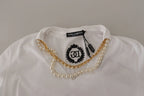 Dolce & Gabbana White Necklace Embellished Neckline T-shirt Top - Zeiniez