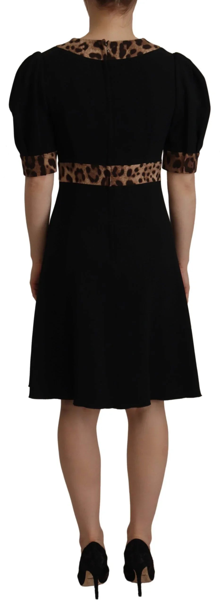 Dolce & Gabbana Black Leopard A-line Knee Length Dress - Zeiniez