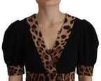 Dolce & Gabbana Black Leopard A-line Knee Length Dress - Zeiniez