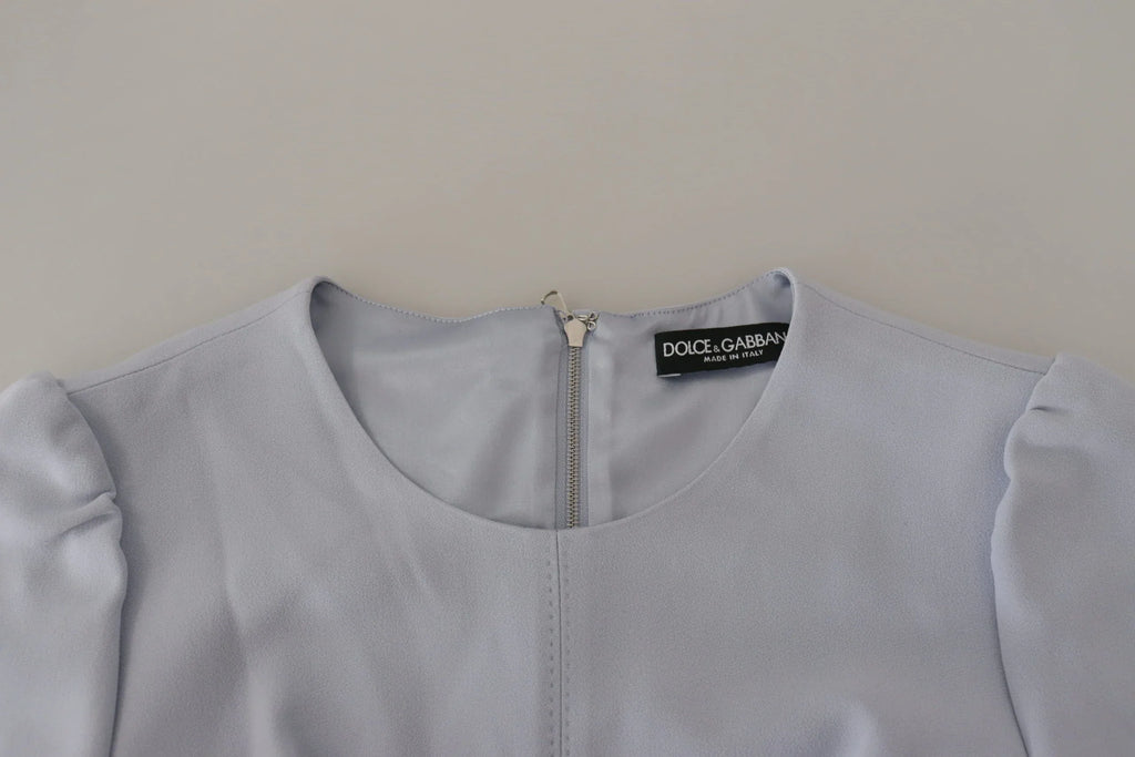 Dolce & Gabbana Blue Floral Applique Midi Viscose Dress - Zeiniez