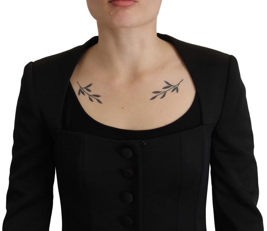 Dolce & Gabbana Black Slim Fit Long Sleeves Snap Jacket - Zeiniez