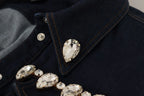 Dolce & Gabbana Blue Denim Crystal Embellish Cotton Jacket - Zeiniez