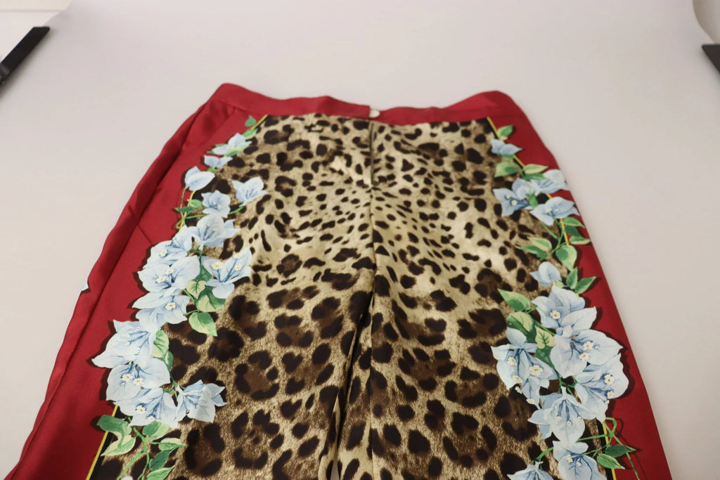 Dolce & Gabbana Multicolor Leopard Flora Printed Mid Waist Trouser Pants - Zeiniez