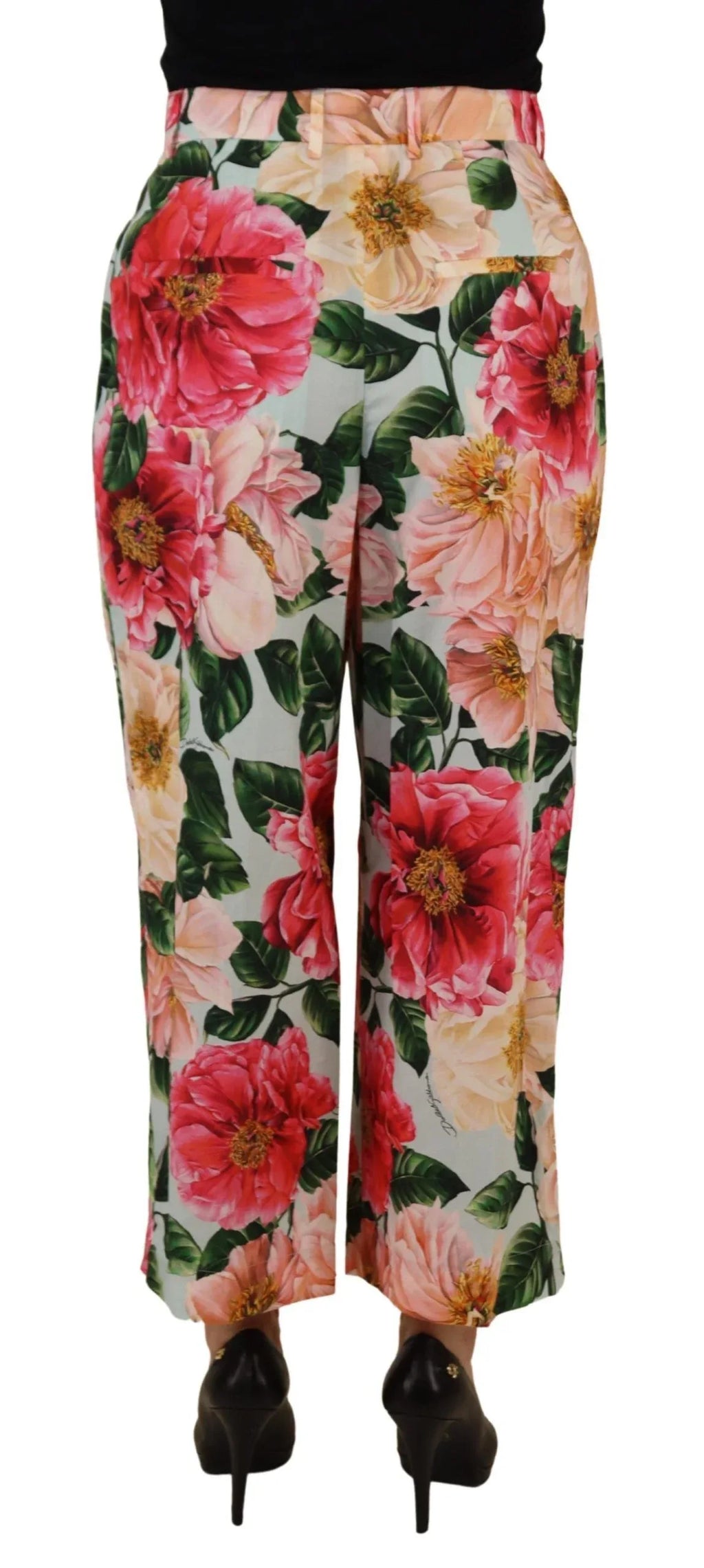 Dolce & Gabbana Multicolor Flora Printed High Waist Cropped Trouser Pants - Zeiniez