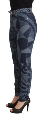 Dolce & Gabbana Blue Floral High Waist Skinny Denim Jeans - Zeiniez