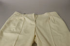 Dolce & Gabbana Ivory High Waist Cropped Folded Hem Trousers Pants - Zeiniez