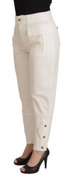 Dolce & Gabbana White High Waist Tapered Women Cotton Pants - Zeiniez