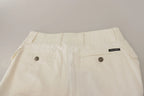 Dolce & Gabbana White High Waist Tapered Women Cotton Pants - Zeiniez