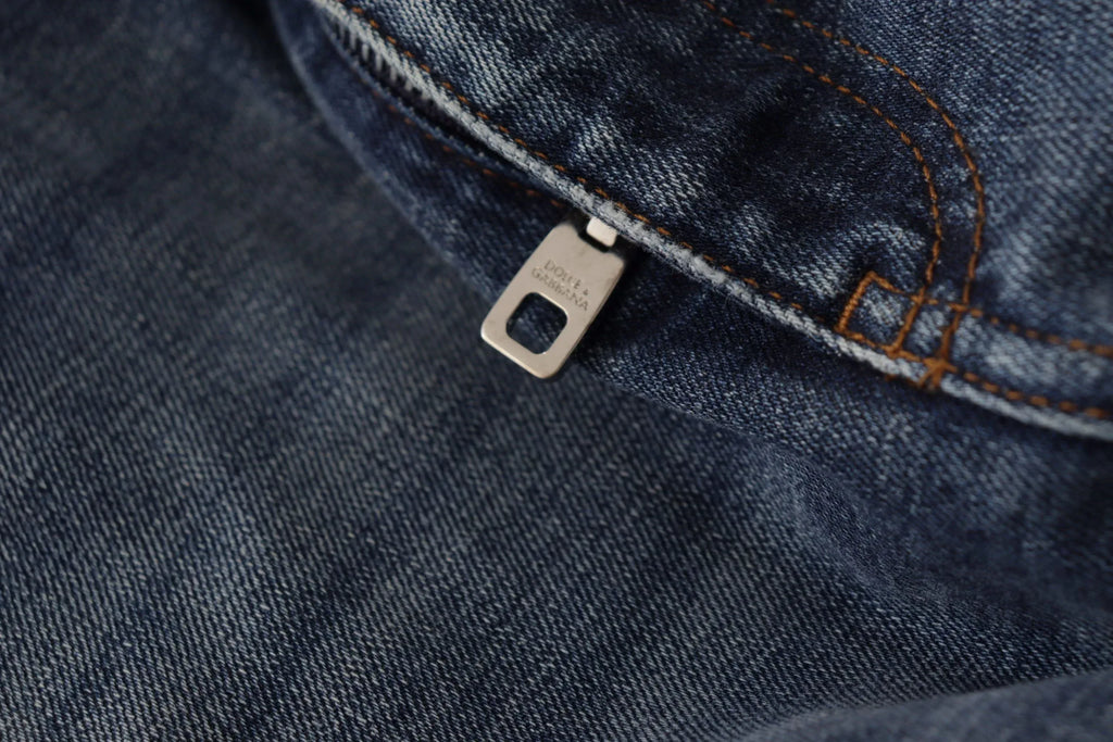 Dolce & Gabbana Blue Denim Crystal Embellished Pants Jeans - Zeiniez