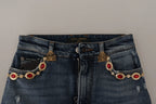 Dolce & Gabbana Blue Denim Crystal Embellished Pants Jeans - Zeiniez
