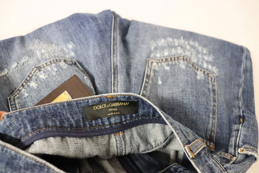 Dolce & Gabbana Blue Washed High Waist Loose Fit Pants - Zeiniez