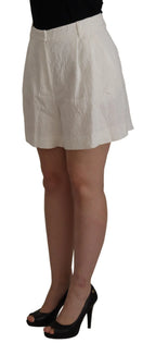 Dolce & Gabbana White High Waist Culotte Cotton Shorts - Zeiniez