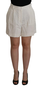 Dolce & Gabbana White High Waist Culotte Cotton Shorts - Zeiniez