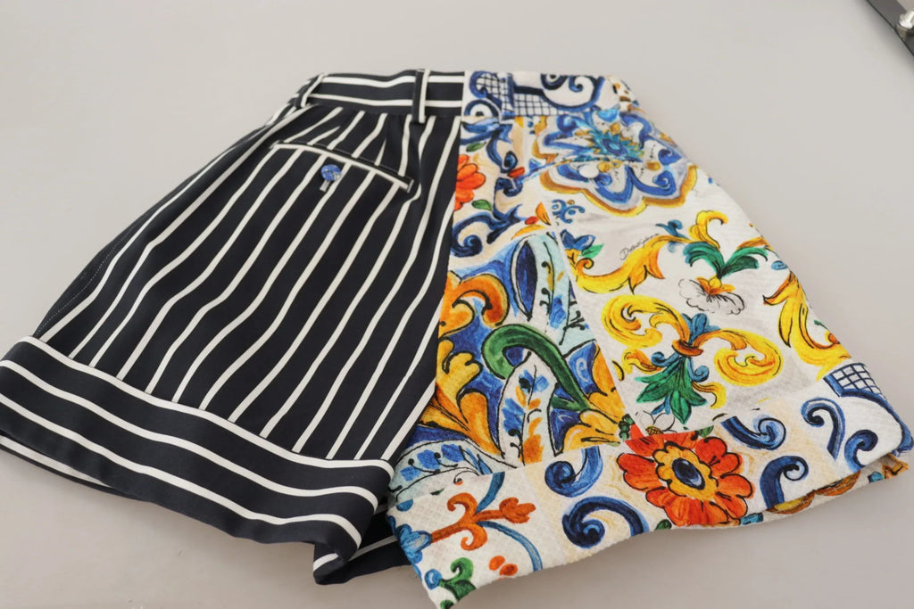 Dolce & Gabbana Multicolor Stripes Majolica Bermuda Shorts - Zeiniez