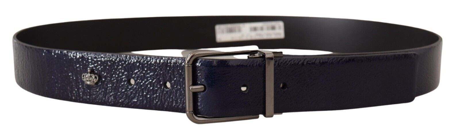 Dolce & Gabbana Blue Patent Leather Vernice Silver Logo Buckle Belt - Zeiniez