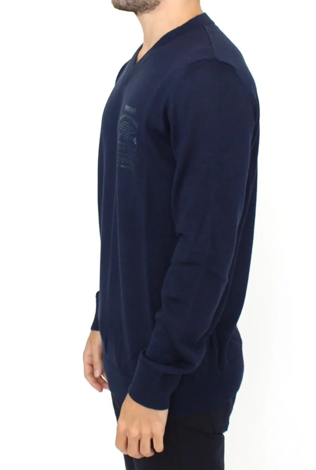 Ermanno Scervino Blue Wool Blend V-neck Pullover Sweater - Zeiniez