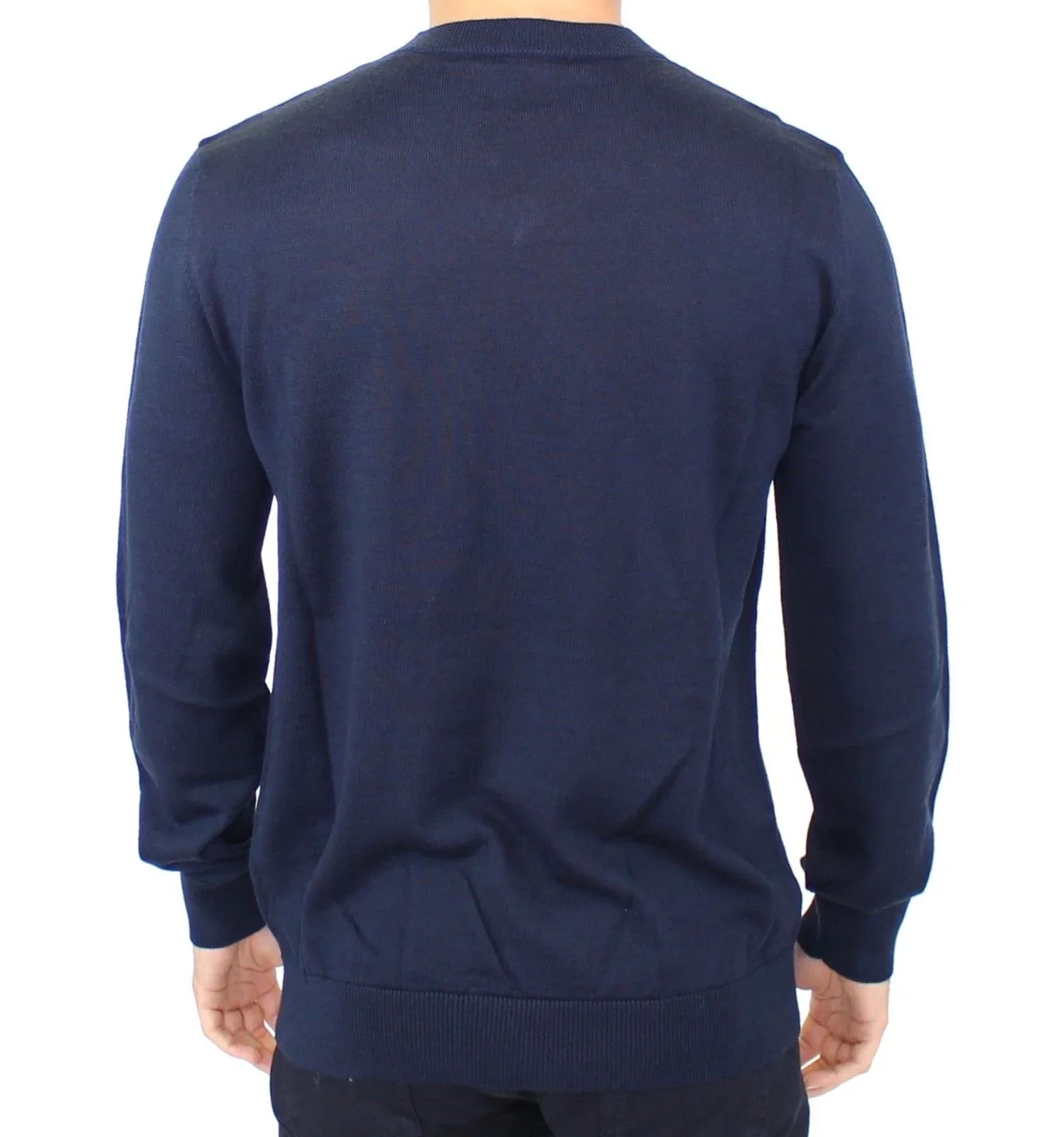 Ermanno Scervino Blue Wool Blend V-neck Pullover Sweater - Zeiniez