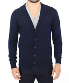 Ermanno Scervino Blue Wool Cashmere Cardigan Pullover Sweater - Zeiniez